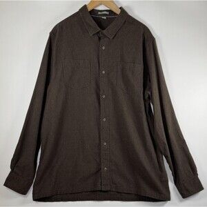 Horny Toad Flannagan Shirt Mens Large Brown Organic Cotton Casual Button Down